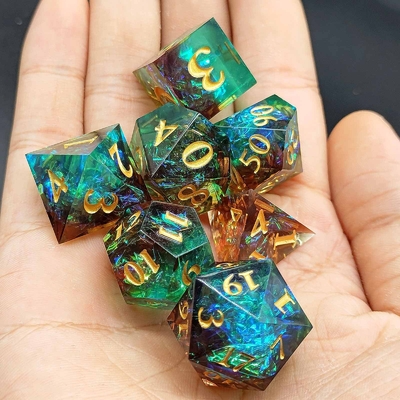 Conjunto de dados de resina afiada Multicolor Dragão e masmorra DND#RPG