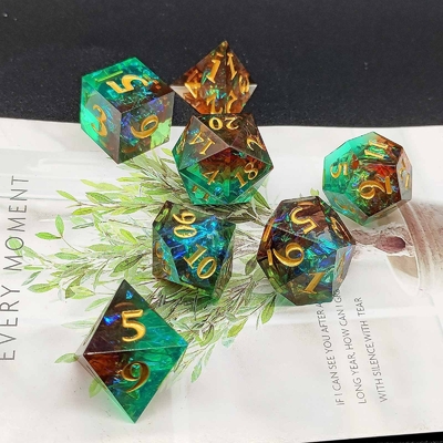 Conjunto de dados de resina afiada Multicolor Dragão e masmorra DND#RPG