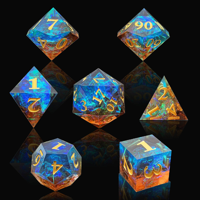 Conjunto de dados de resina afiada Multicolor Dragão e masmorra DND#RPG