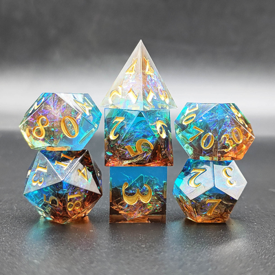 Conjunto de dados de resina afiada Multicolor Dragão e masmorra DND#RPG