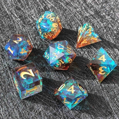 Conjunto de dados de resina afiada Multicolor Dragão e masmorra DND#RPG