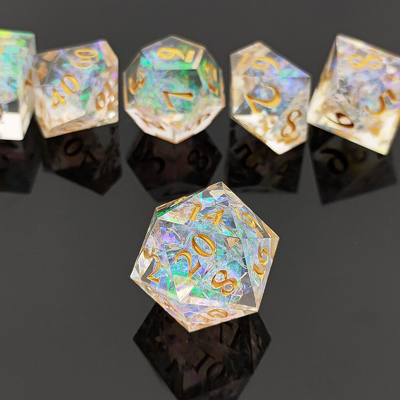 Conjunto de dados de resina afiada Multicolor Dragão e masmorra DND#RPG