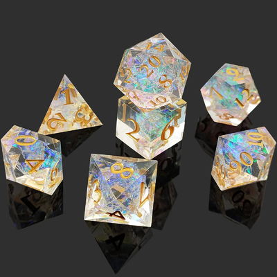 Conjunto de dados de resina afiada Multicolor Dragão e masmorra DND#RPG