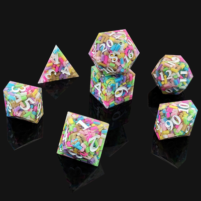 Rainbow Grain Resin Dice DND Jogo de tabuleiro COC Grupo de corrida TRPG Poliedro D20