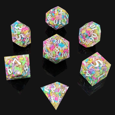 Rainbow Grain Resin Dice DND Jogo de tabuleiro COC Grupo de corrida TRPG Poliedro D20