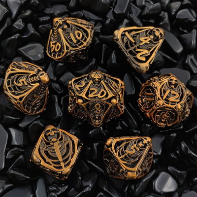 Crânio Metal Set de dados ocos DND Dungeons And Dragons RPG poliédrico