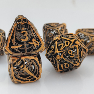 Crânio Metal Set de dados ocos DND Dungeons And Dragons RPG poliédrico