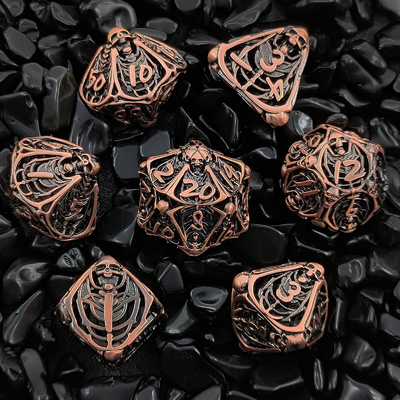 Crânio Metal Set de dados ocos DND Dungeons And Dragons RPG poliédrico
