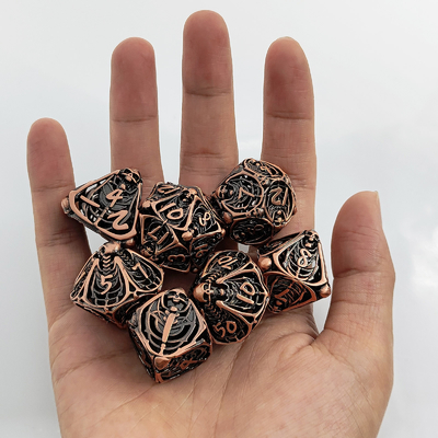 Crânio Metal Set de dados ocos DND Dungeons And Dragons RPG poliédrico