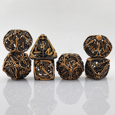 Crânio Metal Set de dados ocos DND Dungeons And Dragons RPG poliédrico