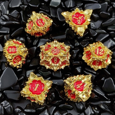 Lotus Metal Dice Set DND Dungeons And Dragons TRPG Jogo de Tabuleiro COC D6