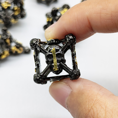 Caveira Oca Multi-Face Metal Dice Set Dungeon And Dragon RPG # DND