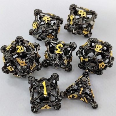 Caveira Oca Multi-Face Metal Dice Set Dungeon And Dragon RPG # DND