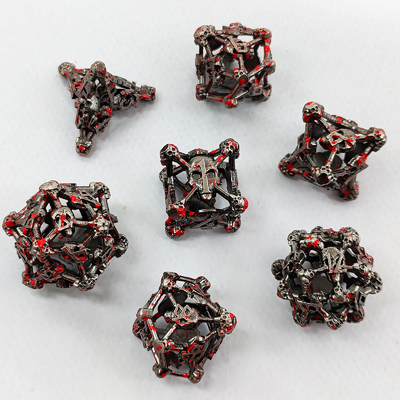 Caveira Oca Multi-Face Metal Dice Set Dungeon And Dragon RPG # DND