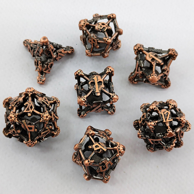 Caveira Oca Multi-Face Metal Dice Set Dungeon And Dragon RPG # DND