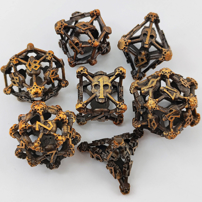 Caveira Oca Multi-Face Metal Dice Set Dungeon And Dragon RPG # DND