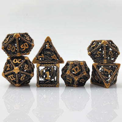 Embalado de dados metálicos D20 de corte afiado