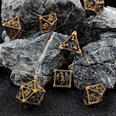 Embalado de dados metálicos D20 de corte afiado