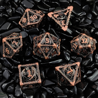 Embalado de dados metálicos D20 de corte afiado