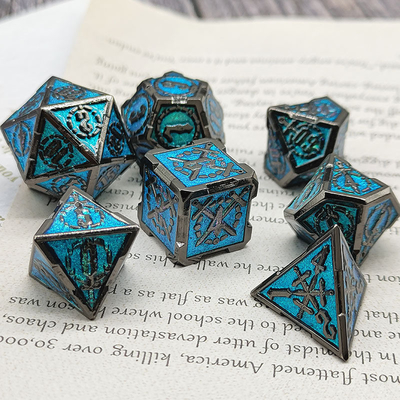 Espada Metal RPG dados mão polida Cruzu Dungeon E DND Long #
