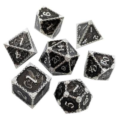 Multifacetado Metal RPG dados Dragão Voador Sólido Dragão Liso DND