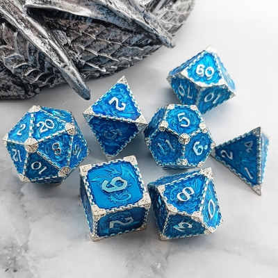 Multifacetado Metal RPG dados Dragão Voador Sólido Dragão Liso DND
