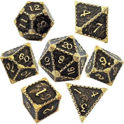 Multifacetado Metal RPG dados Dragão Voador Sólido Dragão Liso DND