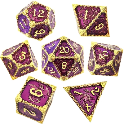 Multifacetado Metal RPG dados Dragão Voador Sólido Dragão Liso DND