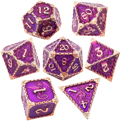 Multifacetado Metal RPG dados Dragão Voador Sólido Dragão Liso DND