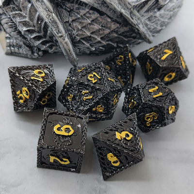 Multifacetado Metal RPG dados Dragão Voador Sólido Dragão Liso DND