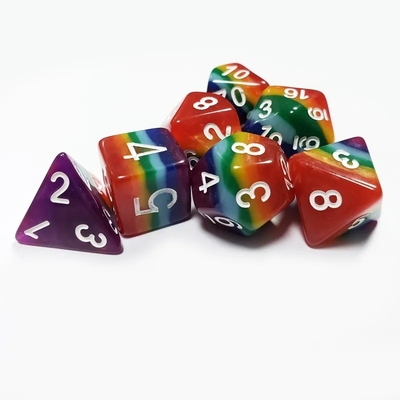 7 camadas Arco-íris feito à mão Resina dados Crusson And Dungeon DND#RPG