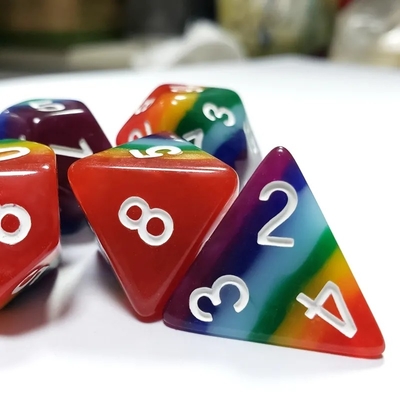 7 camadas Arco-íris feito à mão Resina dados Crusson And Dungeon DND#RPG