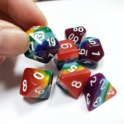 7 camadas Arco-íris feito à mão Resina dados Crusson And Dungeon DND#RPG
