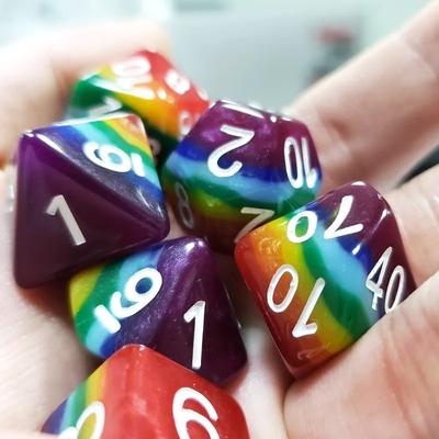 7 camadas Arco-íris feito à mão Resina dados Crusson And Dungeon DND#RPG