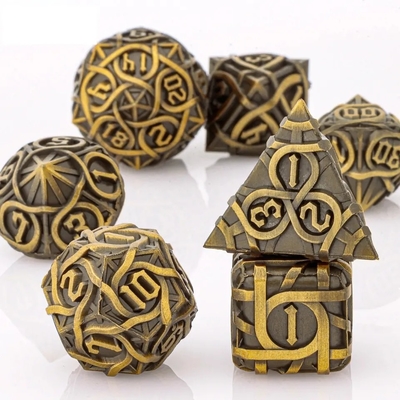 Thorns Striped Metal Dice Set Fantasy DND Multifacetado Jogo de Tabuleiro