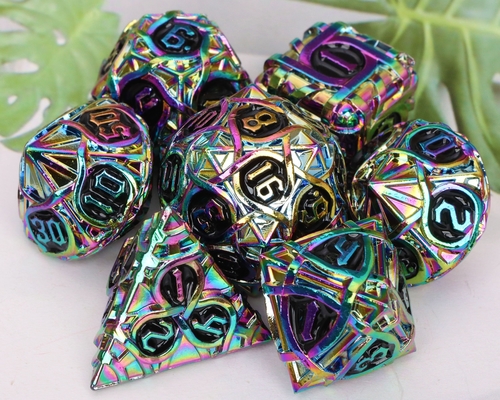 Thorns Striped Metal Dice Set Fantasy DND Multifacetado Jogo de Tabuleiro