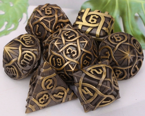 Thorns Striped Metal Dice Set Fantasy DND Multifacetado Jogo de Tabuleiro