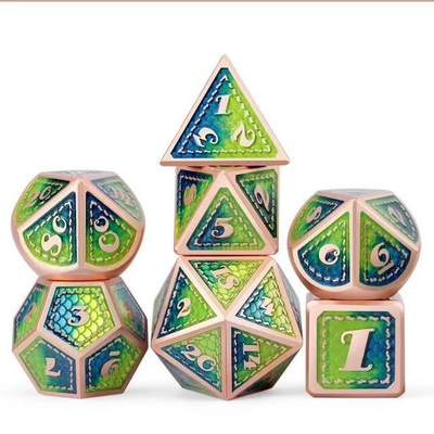 Dragon Scale Solid Metal Dice Set Multicolor DND RPG Cores Brilhantes