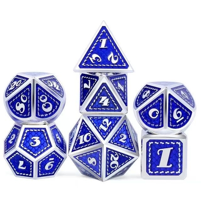 Dragon Scale Solid Metal Dice Set Multicolor DND RPG Cores Brilhantes