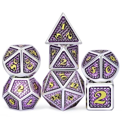 Dragon Scale Solid Metal Dice Set Multicolor DND RPG Cores Brilhantes