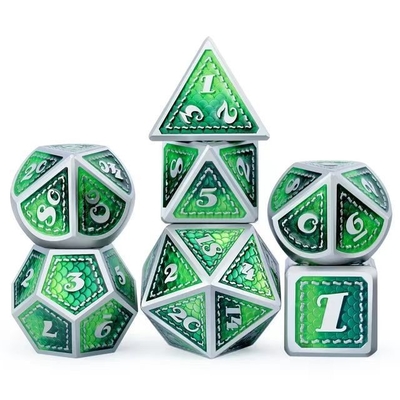 Dragon Scale Solid Metal Dice Set Multicolor DND RPG Cores Brilhantes