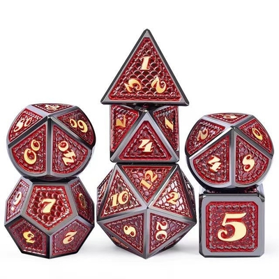 Dragon Scale Solid Metal Dice Set Multicolor DND RPG Cores Brilhantes