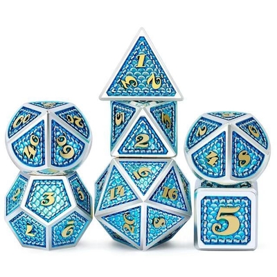 Dragon Scale Solid Metal Dice Set Multicolor DND RPG Cores Brilhantes