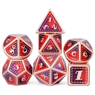 Dragon Scale Solid Metal Dice Set Multicolor DND RPG Cores Brilhantes