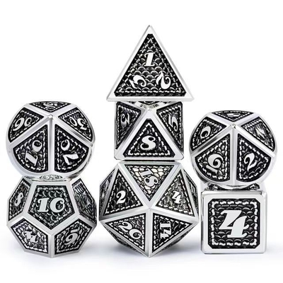 Dragon Scale Solid Metal Dice Set Multicolor DND RPG Cores Brilhantes