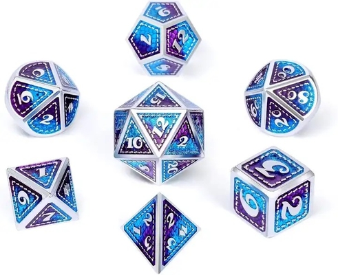 Dragon Scale Solid Metal Dice Set Multicolor DND RPG Cores Brilhantes
