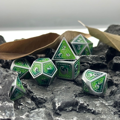 Dragon Scale Solid Metal Dice Set Multicolor DND RPG Cores Brilhantes