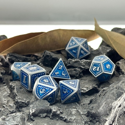 Dragon Scale Solid Metal Dice Set Multicolor DND RPG Cores Brilhantes
