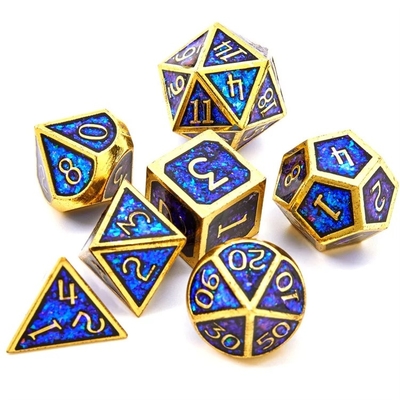 Shining Golden Powder Solid Metal Dice Set Jogo de Tabuleiro Dragon And Dungeon DND RPG