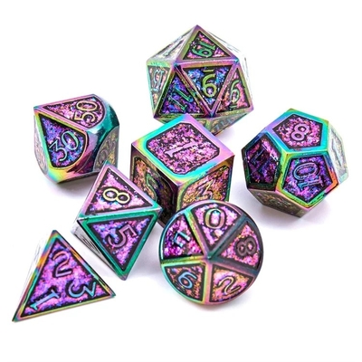 Shining Golden Powder Solid Metal Dice Set Jogo de Tabuleiro Dragon And Dungeon DND RPG